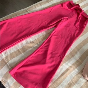 Pink Crepe High-RiseTie Belt Flare Pant from F21